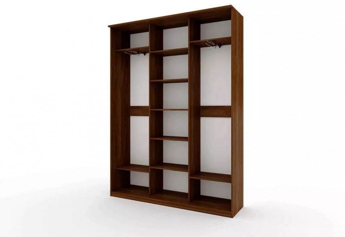 Шкаф купе Модерн 1776х450 3-х дверный 3-х секционный зеркальный с пескоструем №2 венге