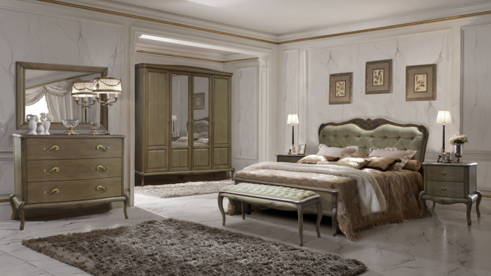 Кровать двуспальная 1,6 "Монако" - отделка Классик (лак)