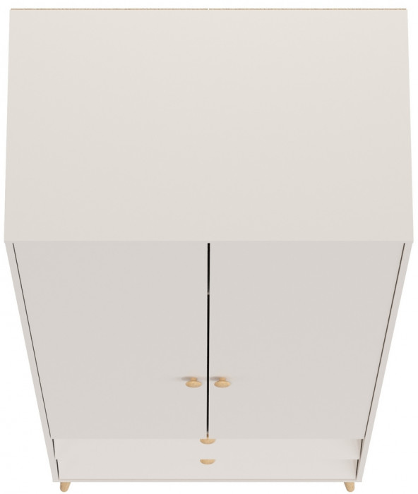 Афина Спальня 4-75901М1к.с. Шкаф 2-х дверный с двумя ящиками, цвет кашемир серый, ШхГхВ 90,3х56,3х220 см., цвет ножек: тик