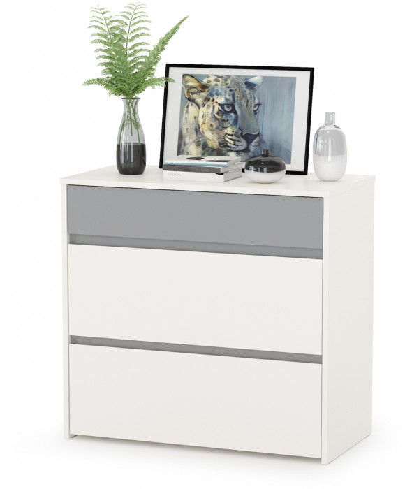 Торонто 13.13 Шкаф комбинированный + 13.321 Комод, цвет белый шагрень/стальной серый, ШхГхВ 120х40,3х149,7 см., универсальная сборка