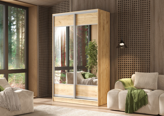 Шкаф-купе Тринити-9 (1,35 м), Дуб крафт золотой