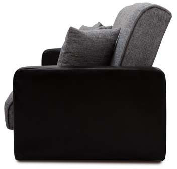 Раскладной диван-кровать, прямой, книжка, цвет серо-черный, кожа/рогожка, Лондон 140х190