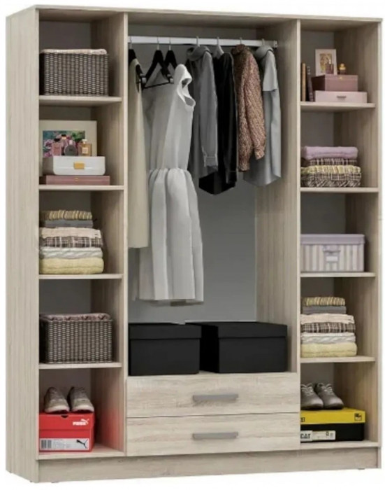 Мартина Шкаф для одежды 4-дверный (Крафт / Графит)