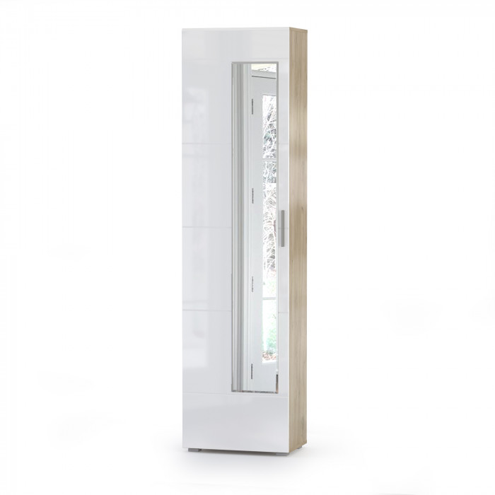 Лайн Прихожая № 12, дуб крафт серый/фасады МДФ белый глянец