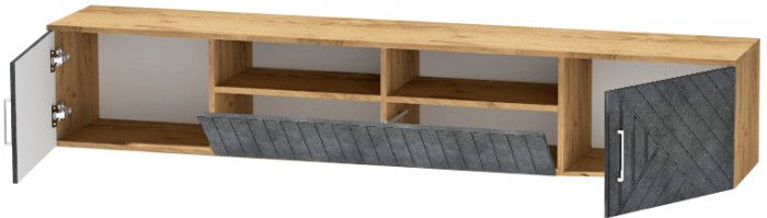 Тумба-3 под ТВ подвесная "Иннэс-7", Крафт золотой/Бетон графит