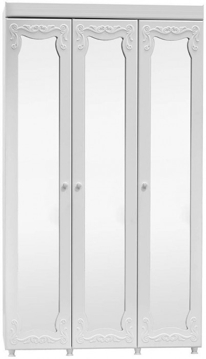 Шкаф 3-х дверный с зеркалами Италия ИТ-55 белое дерево