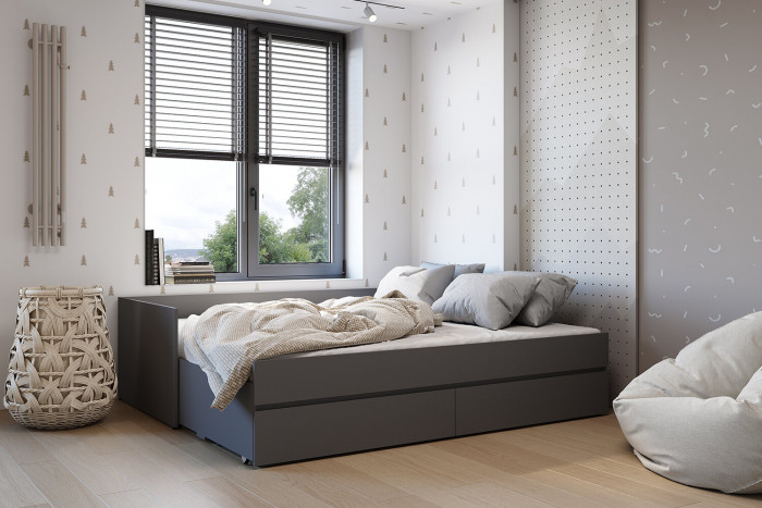 Кровать-трансформер с матрасом-трансформером Симпл КР-51, графит