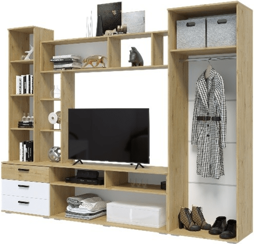 Гостиная Крокус (Дуб Делано, Черный глянец)