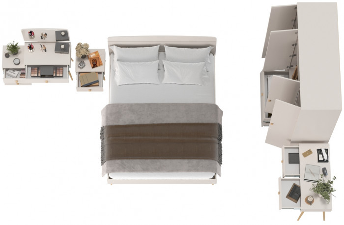 Афина Спальня 34-1600, цвет кашемир серый, сп.м. 1600х2000 мм., б/м, основание есть - фанера