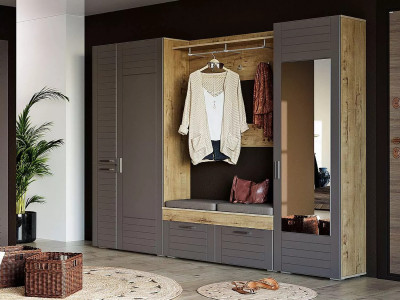 Прихожая Livorno 1 /дуб бунратти / софт графит