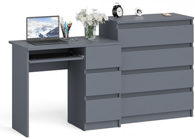 Мори Стол компьютерный МС-6 правый + Комод МК800.4, цвет графит, ШхГхВ 170,4х50х94 см., выдвижные ящики справа, НЕ универсальная сборка