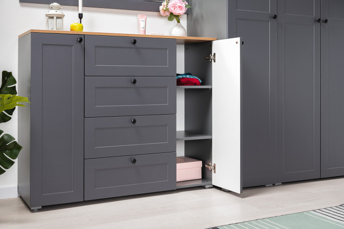 Остин Прихожая 50, цвет серый графит/дуб крафт золотой, ШхГхВ 200х54,3х210 см., универсальная сборка