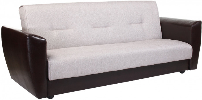 Диван-кровать Амстердам, 120х190, книжка, рогожка/экокожа, бежевый