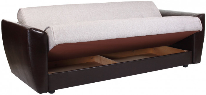 Диван-кровать Амстердам, 120х190, книжка, рогожка/экокожа, бежевый