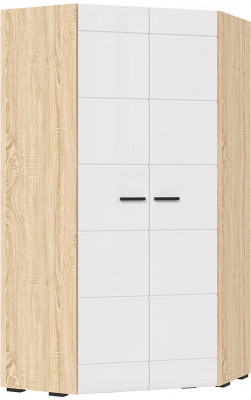 ЛИБЕРТИ ШК 06 Шкаф угловой 1060 (1060х2100х1060) Фасад МДФ БЕЛЫЙ ГЛЯНЕЦ/Корпус ДУБ СОНОМА