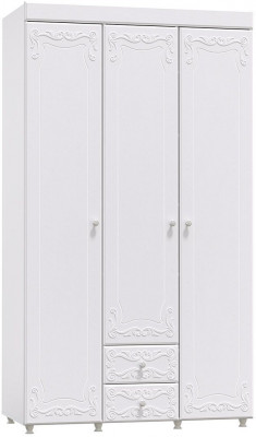 Шкаф 3-х дверный с ящиками Италия ИТ-56 белое дерево