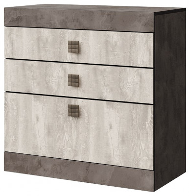 Комод с тремя ящиками "Лондон" - Оникс/Бетон пайн светлый