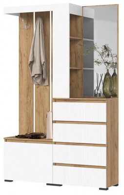 Хелен ПР-01 (Хельга) прихожая белый супермат, белый/дуб крафт золото