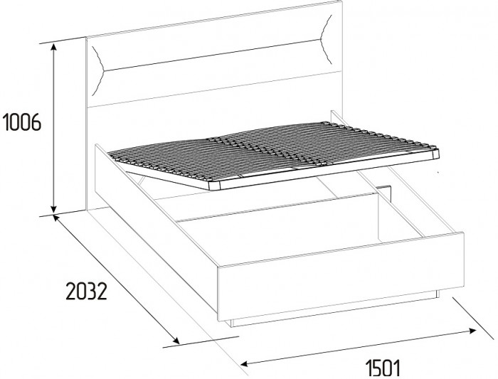 Кровать с подъемным механизмом Neo 308 Люкс 140х200, дуб шавиниган