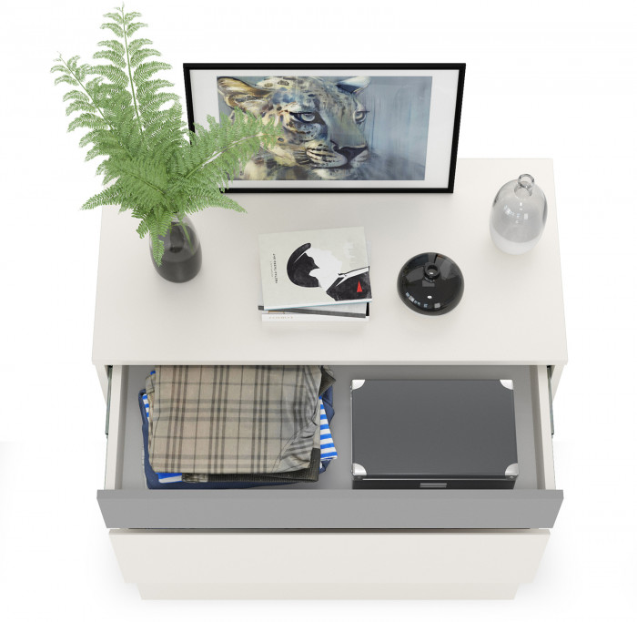 Торонто 13.321 Комод, цвет белый шагрень/стальной серый, ШхГхВ 80х40,3х75,3 см.