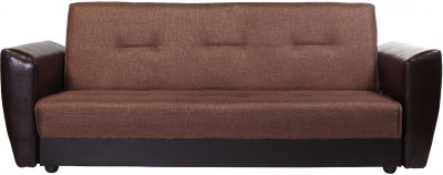 Диван-кровать Амстердам, 140х190, книжка, рогожка/экокожа, коричневый