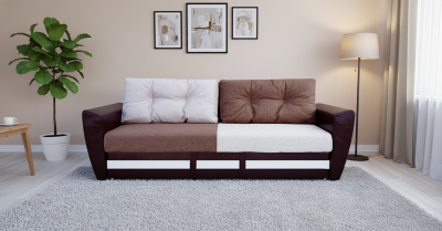 Диван-еврокнижка Амстердам Люкс, 160х195 пружинный блок, велюр/экокожа, комби