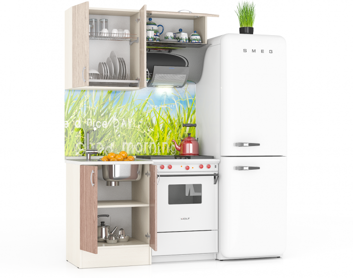 Кухня Мери 02 ШВ600+ШВв600+ШН600, цвет дуб/ясень шимо светлый/ясень шимо тёмный, ШхГхВ 120х30х67 см./60х60х85 см.