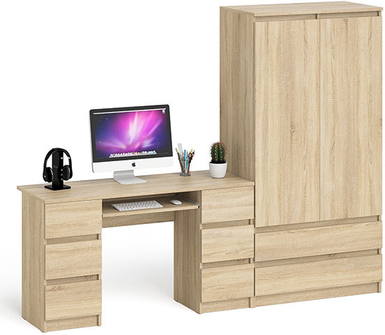 Мори Стол компьютерный МС-2 + Шкаф МШ900.1, цвет дуб сонома, ШхГхВ 225,8х50,4х179,6 см., универсальная сборка
