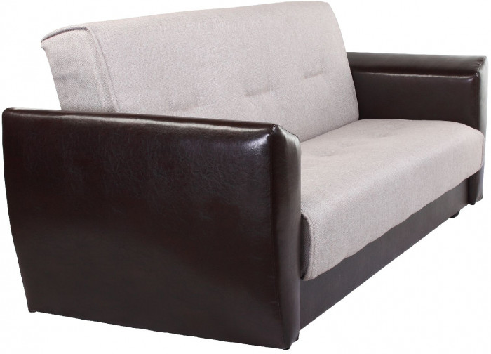 Диван-кровать Амстердам, 120х190, книжка, пружинный блок, рогожка/экокожа, бежевый