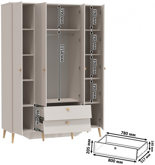 Афина Спальня 41-1400, кашемир серый