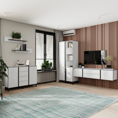 Модульная Гостиная Амара, композиция 1, Белый/Графит серый