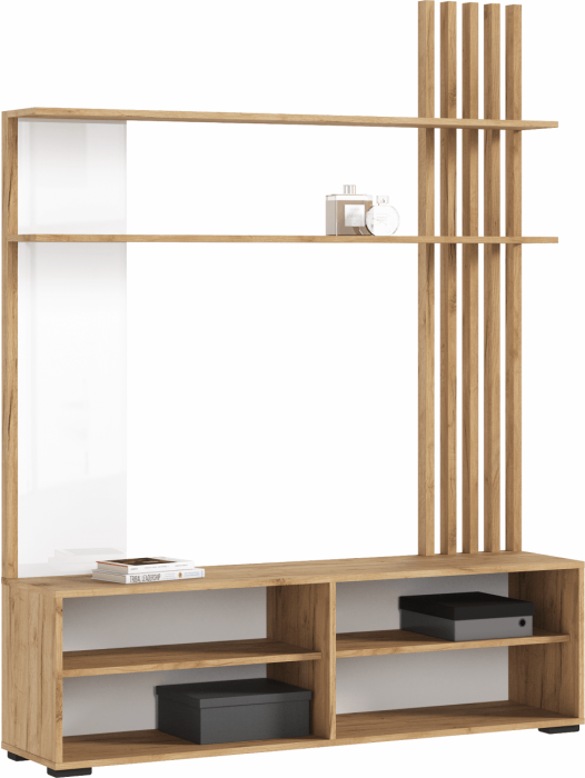 Роджина Гостиная (Белый глянец, Дуб Крафт Золотой)