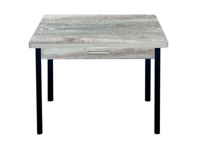 Симпл стол обеденный раскладной с ящиком / бетон темный/черный