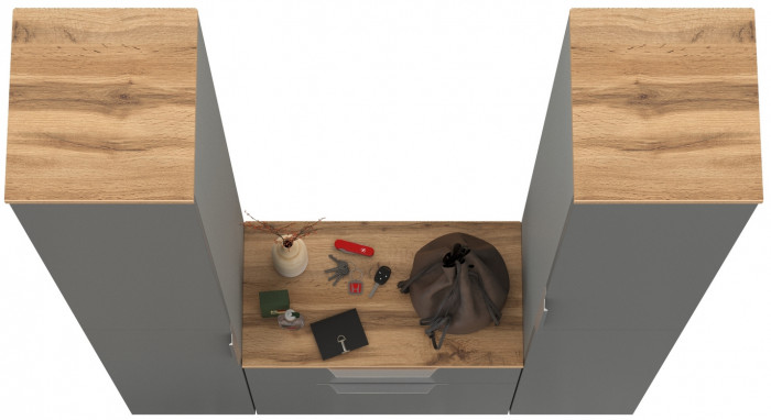 Октава Прихожая 17, серый графит/дуб крафт золотой/фасады МДФ серый графит