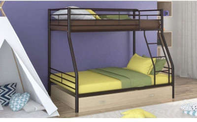 Двухъярусная кровать Гранада-2Я (Дуб Айленд, Черный)