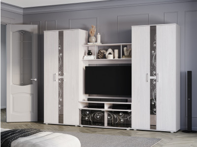 Гостиная модульная Флоренция, Ясень белый. Комплект 1