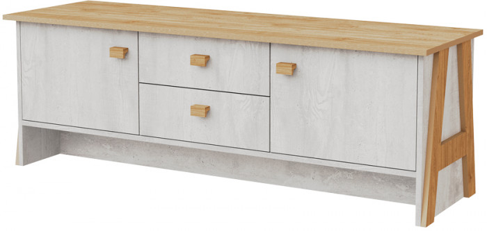 Модульная гостиная "Скандинавия", набор 2 - Бетон пайн светлый/Дуб наварра