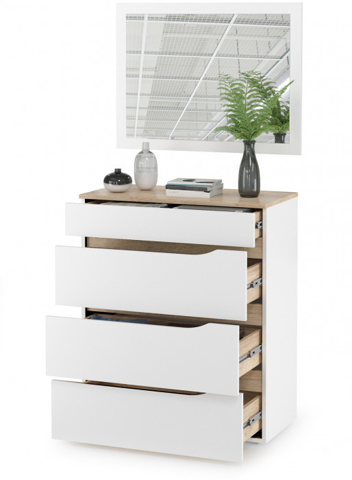 Муссон 13.97 Комод + Зеркало СВК, белый/дуб эндгрейн элегантный