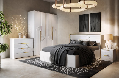 Модульная спальня "Монтиз" - Белый текстурный/Корунд джелато