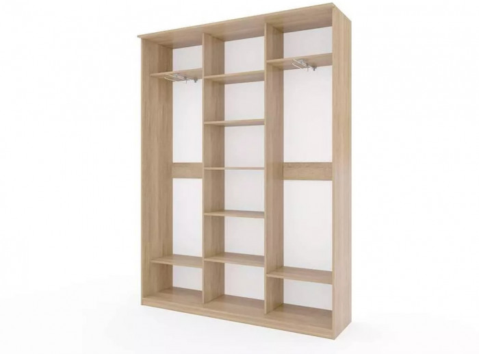 Шкаф купе Модерн 1776х450 3-х дверный 3-х секционный зеркальный с пескоструем №4 ясень