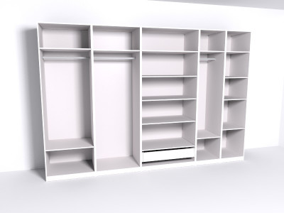 Гардеробная Рум. Комплект 6.1 без фасадов, белый