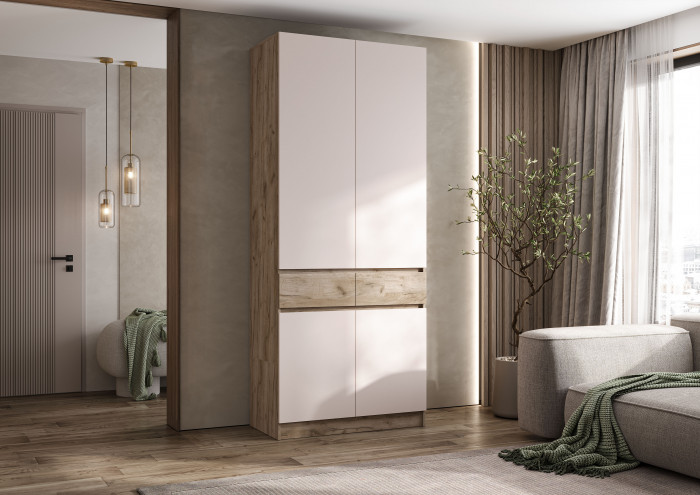 Роджина Шкаф 2-х створчатый, Крафт серый/Кашемир