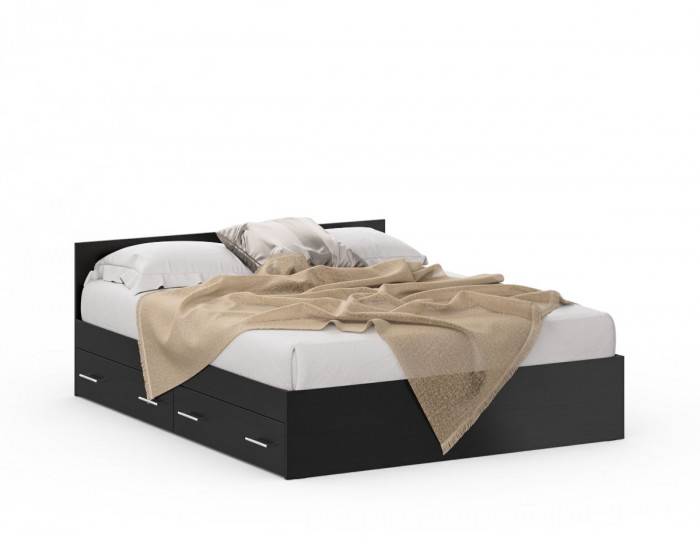 Кровать с ящиками 1600 + Пенал Стандарт, цвет венге, ШхГхВ 163,5х203,5х70 + 45х52х200 см., сп.м. 1600х2000 мм., без матраса, основание есть