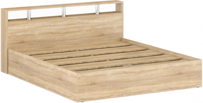 Камелия Кровать 1800, цвет дуб сонома, ШхГхВ 183,5х217х78,2 см., сп.м. 1800х2000 мм., без матраса, основание есть