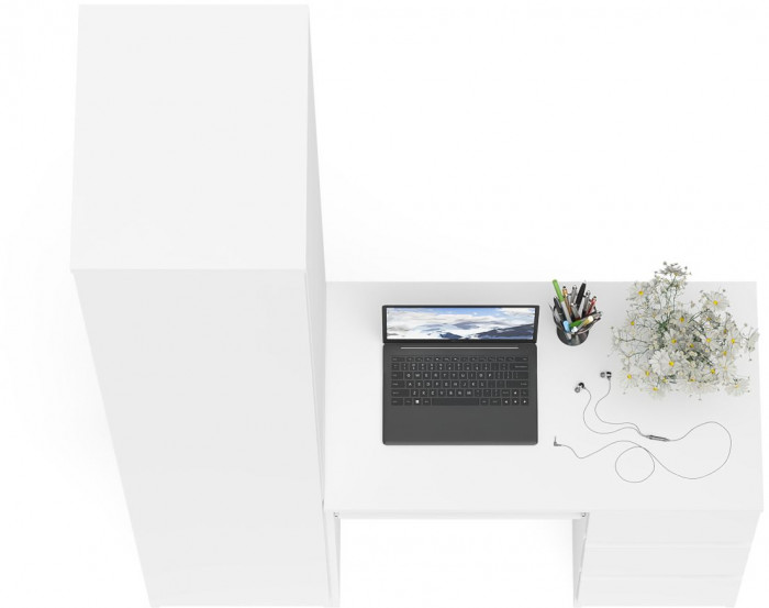 Мори Стол компьютерный МС-6 правый + Пенал МШ400.1, цвет белый, ШхГхВ 130,4х50,4х209,6 см., выдвижные ящики справа, НЕ универсальная сборка