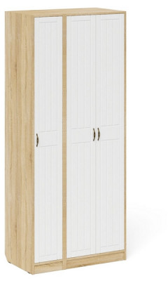 Прихожая П-6-500 Шкаф + Пенал, дуб сонома/фасады МДФ белое дерево фрезеровка прованс