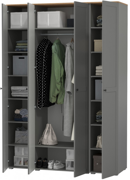 Остин Набор шкафов 02, цвет серый графит/дуб крафт золотой, ШхГхВ 160х54,3х229,6 см., универсальная сборка