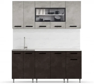 ЛДСП Кухня Рио NEW 1,8м бетон светлый/бетон темный