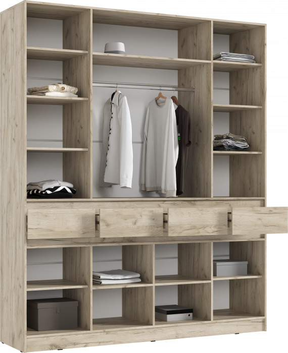 Роджина Шкаф 4-х створчатый, Крафт серый/Кашемир