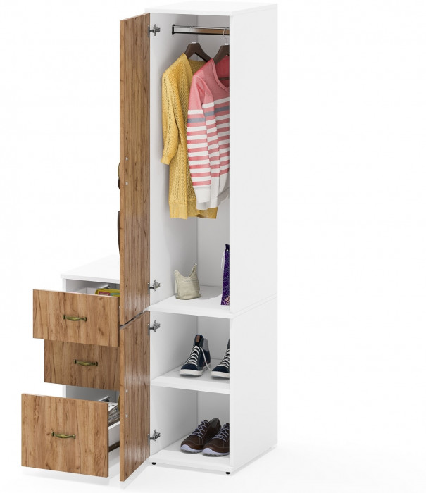 Лидер-8 Пенал МД 23Б + Тумба МД 3.16, белый шагрень/крафт золото